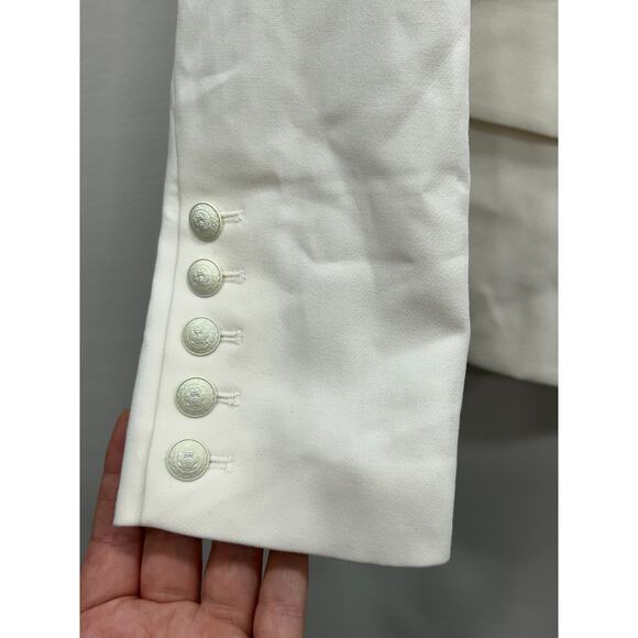 L'Agence Womens Kenzie Double Breasted Blazer Crepe Front Button White Size 6 - Picture 2 of 8